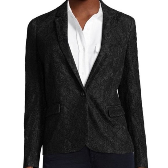 ❌SOLD❌The Kooples Black Lace Blazer Jacket Work - Picture 1 of 12
